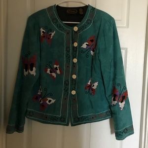 Alex Ku Teal Embroidered Jacket